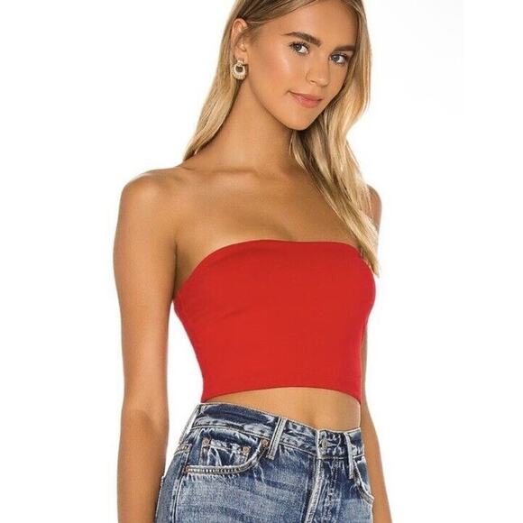 NEW Susana Monaco Strapless Bralette Essential Crop Tube Top Women's Red Size L - Picture 1 of 5